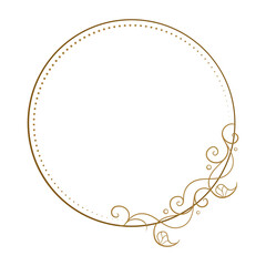 Vector round gold floral frame with ivy leaves decoration. Luxury wreath template for invitations and greeting cards.