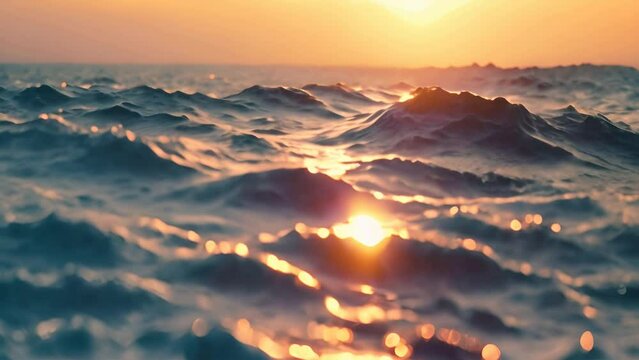 Sun Is Setting Over the Ocean Waves Generative AI