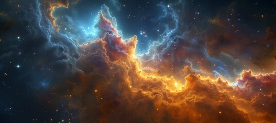 Majestic nebula clouds gas at galaxy space. Generative AI technology. - obrazy, fototapety, plakaty