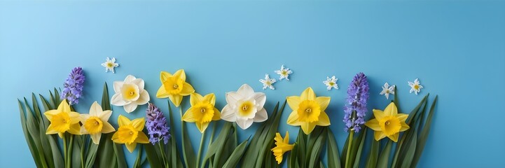 Fototapeta na wymiar yellow and blue flowers on clean background