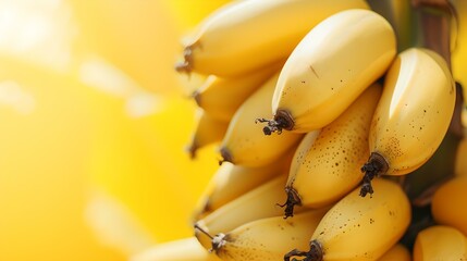 Bright yellow bananas in close-up. fresh, ripe fruit on a sunny background. ideal for healthy lifestyle themes. adds a tropical vibe. AI