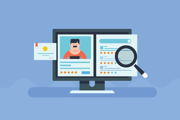 Certified SEO expert, Digital marketing expert, Customer review digital marketing team, SEO marketer, vector illustration banner.