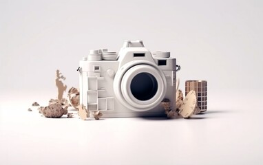 White Camera on Top of Rubble