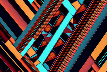 Multicolor abstract lines background. Modern geometric pattern. Abstract psychedelic illustration. Generative AI	