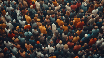 Fototapeta premium crowd of people top view