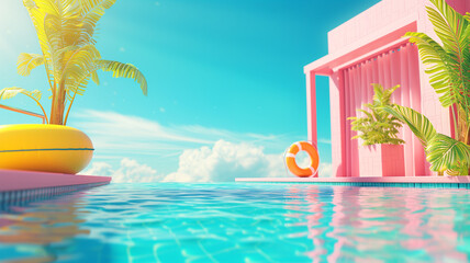 Obraz premium Serene Poolside Views, Beautiful Summer Background for Relaxation