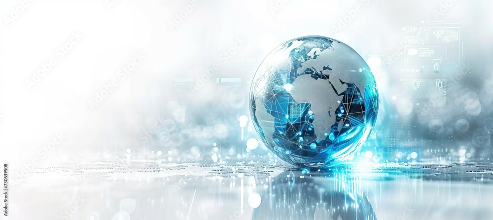 Poster World globe network technology. Generative AI technology.