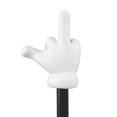 White and black emoji hand with middle finger gesture isolated. Showing protest symbol, icon and sign concept. 3d rendering.