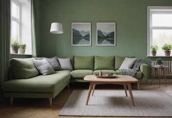 Modern Scandinavian Style Living Room with Stylish Furniture and Decorations