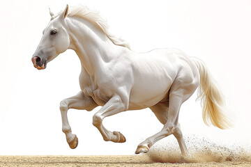 Obraz na płótnie Canvas horse breed American cream galloping, isolated on white background