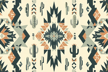 navajo tribal ethnic seamless pattern background. Native american textile background - obrazy, fototapety, plakaty