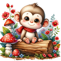 Fototapeta premium monkey sitting on a log