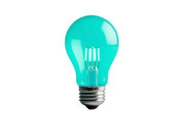 incandescent lamp, turquoise color, isolated on white background, tungsten filament