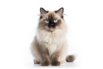cat Himalayan, selective focus, isolated on white