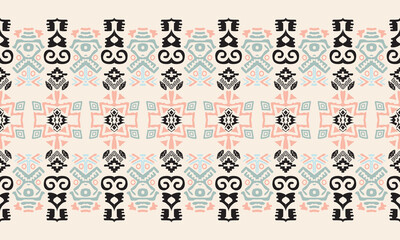 Hand drawn abstract seamless pattern, ethnic background, simple style  great. Design for background ,curtain, carpet, wallpaper, clothing, wrapping, Batik, vector illustration.