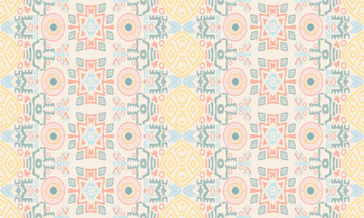 Naklejka premium Hand drawn abstract seamless pattern, ethnic background, simple style great. Design for background ,curtain, carpet, wallpaper, clothing, wrapping, Batik, vector illustration.