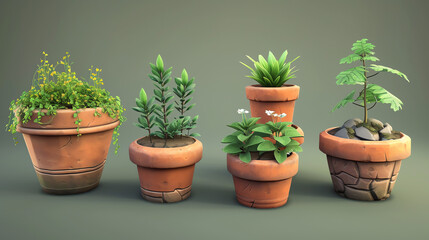Obraz premium Set of Pot in Realistic Style