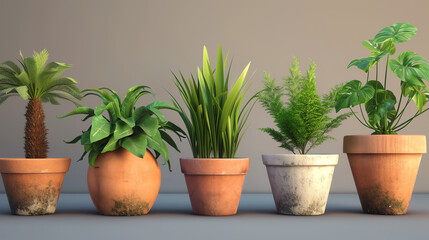 Obraz premium Set of Plant Pot Isolate On the Background