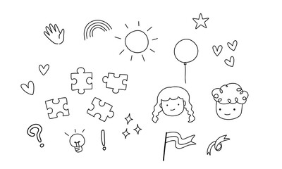 Hand drawn cute element of doodle for kids.