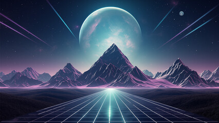 synthwave retro futuristic horizon background