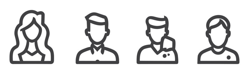 Avatar profile icon set including male and female.