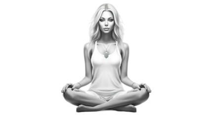 Yoga with lotus pose isolated on transparent background, Generative ai.
