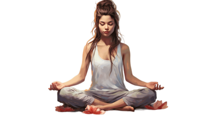 Yoga with lotus pose isolated on transparent background, Generative ai.