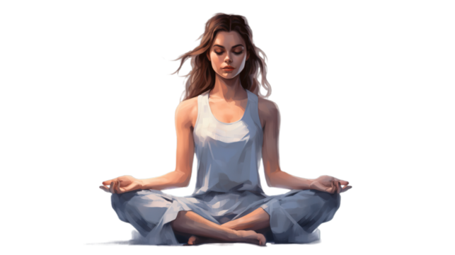 Yoga with lotus pose isolated on transparent background, Generative ai.