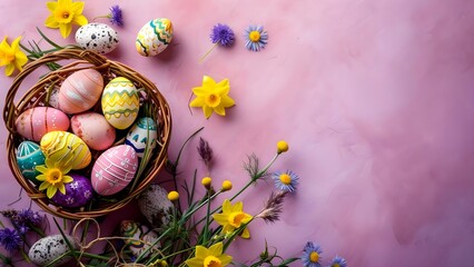 Obraz na płótnie Canvas Easter Eggs in a Nest