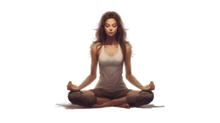 Yoga with lotus pose isolated on transparent background, Generative ai.