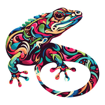 Abstract Lizard multicolored paints colored drawing vector illustration 