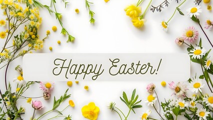 Easter Frame: Vibrant Floral Arrangement with Happy Easter Greeting