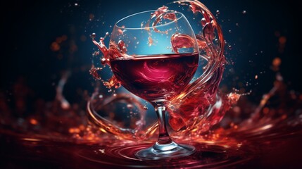 glass of red wine on black