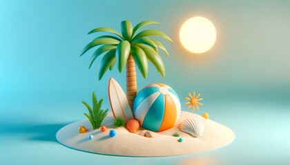summer holiday background with palm trees