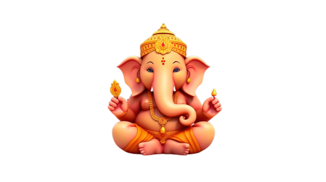Ganesh isolated on transparent background, Generative ai