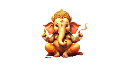 Ganesh isolated on transparent background, Generative ai