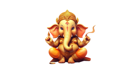 Ganesh isolated on transparent background, Generative ai