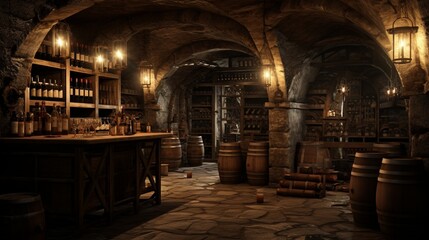 cellar with barrels