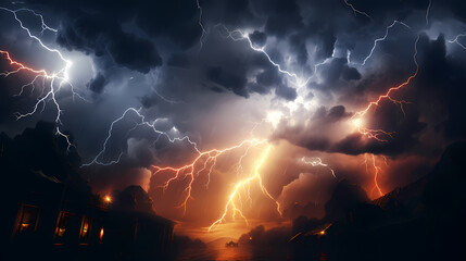 Lightning storm over natural landscape