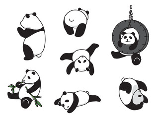 手描きのパンダイラストセット © ohashi