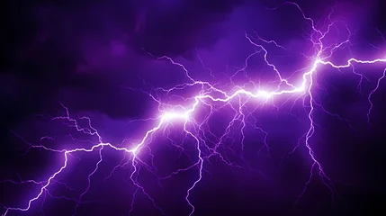 Poster Im Rahmen Lightning storm over natural landscape © ma