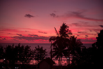 Beautiful sunset and sky in the evening on a tropical island
