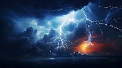 Lightning storm over natural landscape