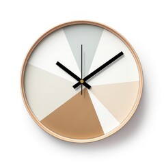 Modern geometrical circular wall clock isolated on a white background, Ai Generated.