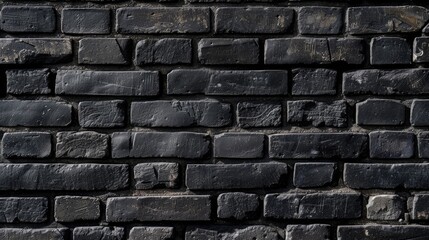 Immerse yourself in the depth and texture of a panoramic black brick wall. Ai Generated.
