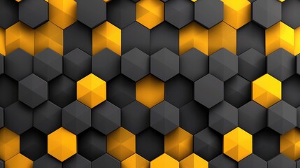 Bold black and yellow geometric patterns intertwine, creating a visually vibrant background, Ai Generated.