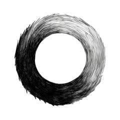 Simple Ink Circle Drawing on Isolated White Background