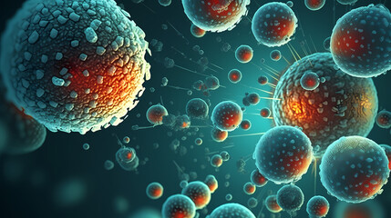 Macroscopic observation of organisms bacteria and cells and viruses under laboratory microscope