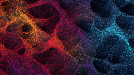 Abstract neural network design, vibrant backdrop.