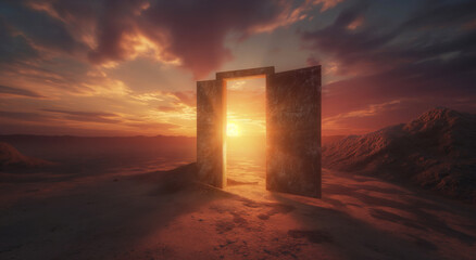 Sunset Portal in the Rugged Desert